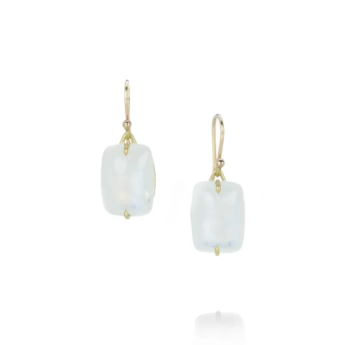 Rainbow Moonstone Pillow Shaped Earrings