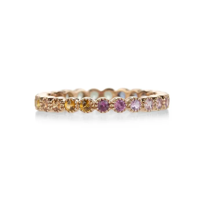 Rainbow Sapphire Bezel Band
