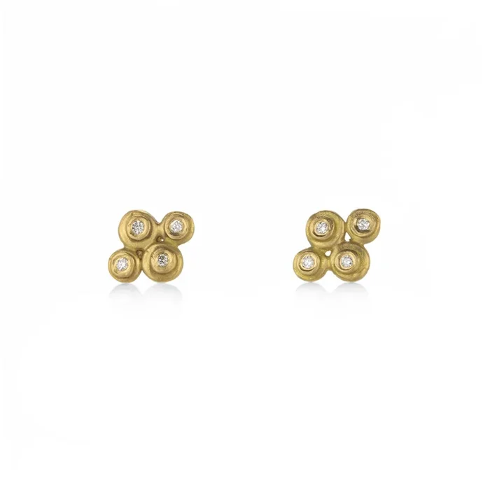 Raised Disc Diamond Studs