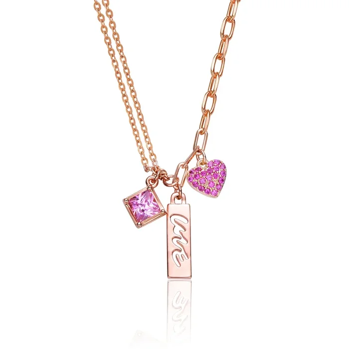 Raquelle Pink Love Charms Necklace