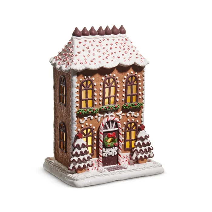 Raz Imports 13″ Lighted Chocolate Frosted Gingerbread House