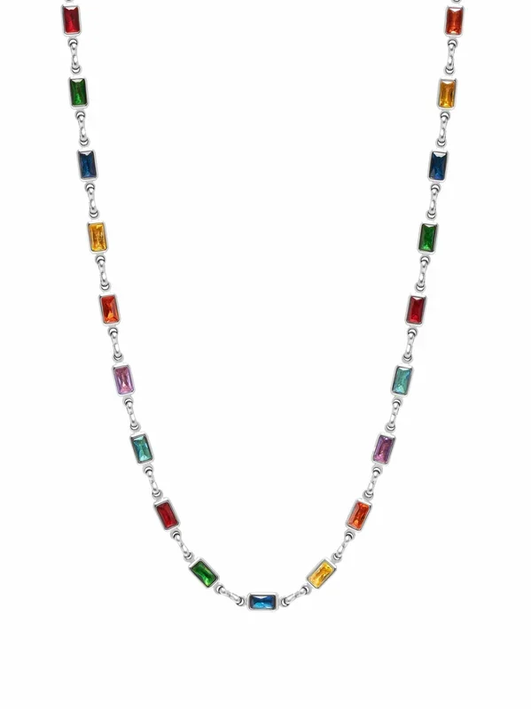 Rectangle Tennis Necklace in Silver