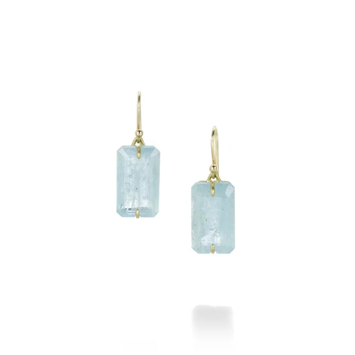Rectangular Aquamarine Earrings