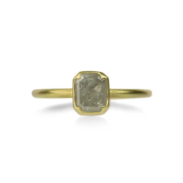 Rectrangular Icy Gray Diamond Ring