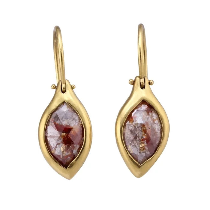 Red Diamond Navette Earbobs