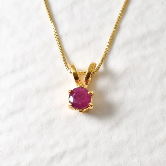 Red Ruby Pendant – Natural Ruby Necklace – July Birthstone Necklace