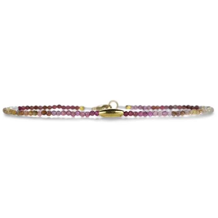 Red Sapphire and Oval Gold Bead Bracelet