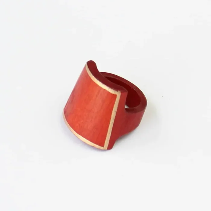 Red Wooden Ring with Gold Trim