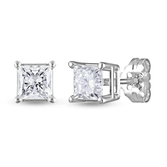 Refined Glow Princess Cut Diamond Stud Earrings