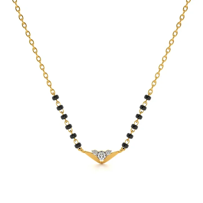 Regal Chevron 9KT Gold Lab Grown Diamond Mangalsutra