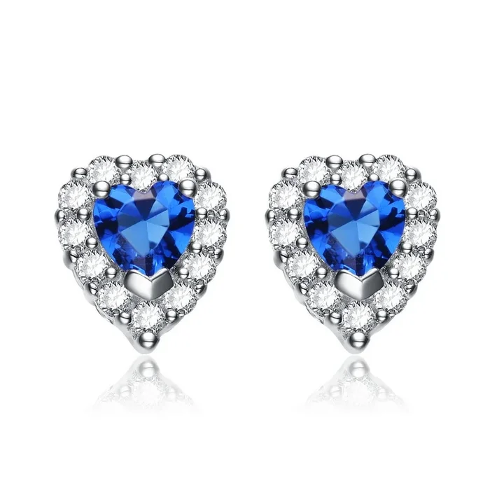 Renée Blue Heart Stud Earrings