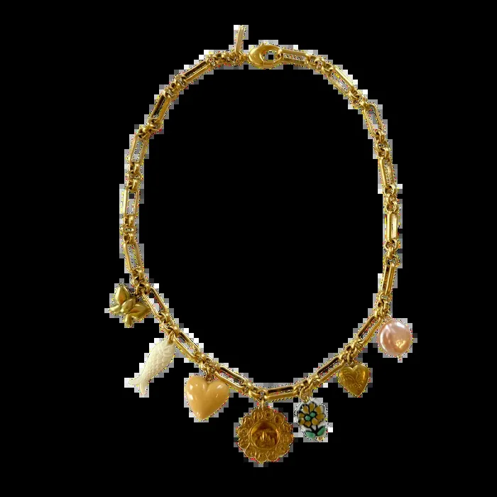 Retro Gold Sun Charm Necklace