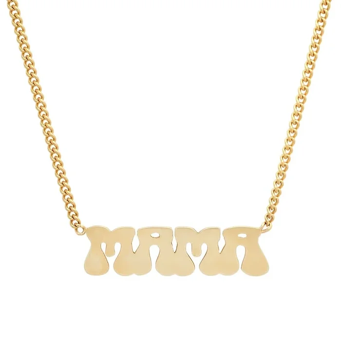 Retro Mama Nameplate Necklace