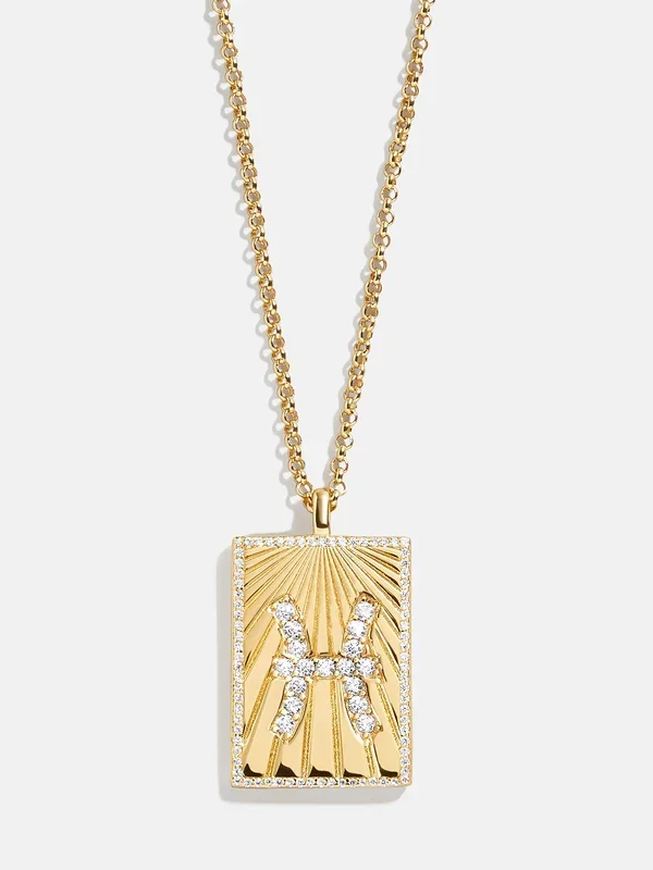 Reversible 18K Gold Zodiac Pendant Necklace – Pisces