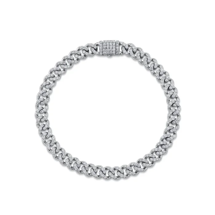 Reversible Diamond Cuban Link Bracelet – 18K White Gold
