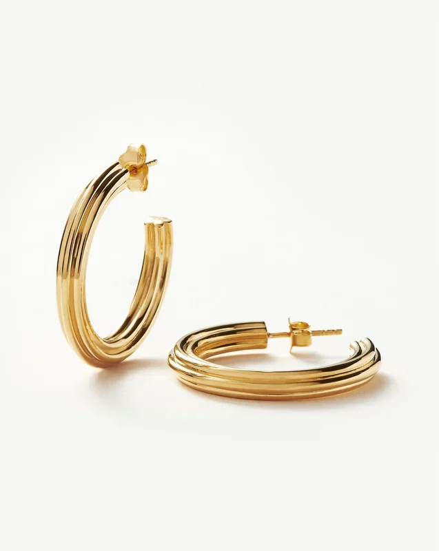Ridge Large Hoop Earrings | 18k Gold Plated