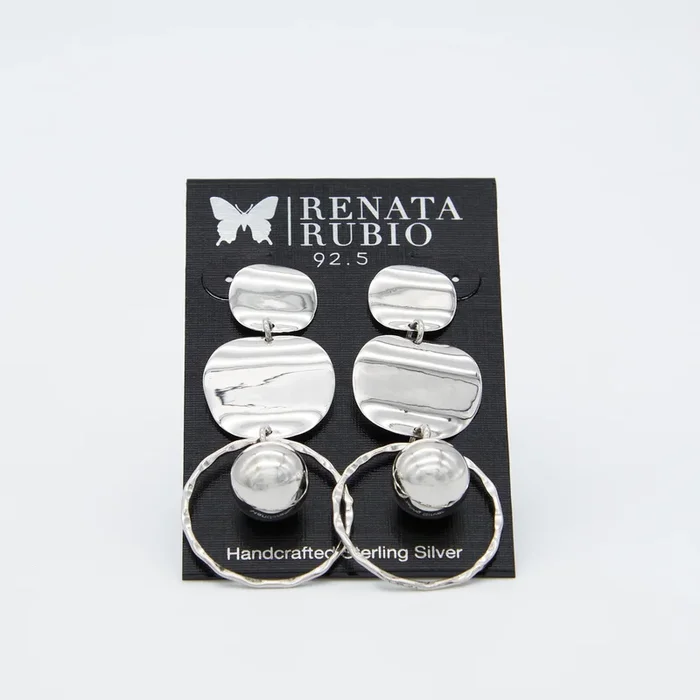 Ripple & Orb Sterling Silver Earrings