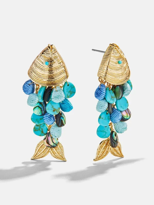 Ripple Effect Fish Earrings – Gold/Turquoise
