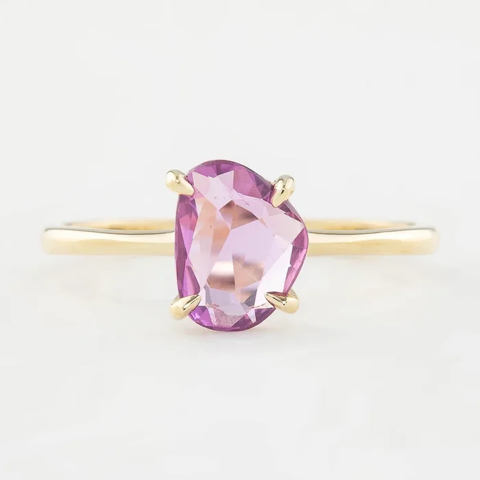 リサリング 非加熱 ピンクマダガスカルサファイア 1.18ct 14Kイエローゴールド