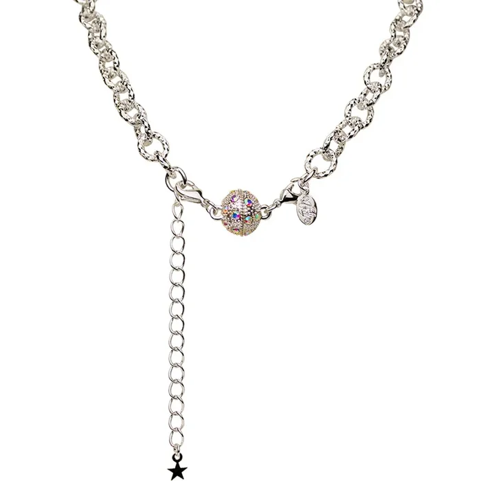 Riviera Crystal Magnetic Closure Necklace (Sterling Silvertone)