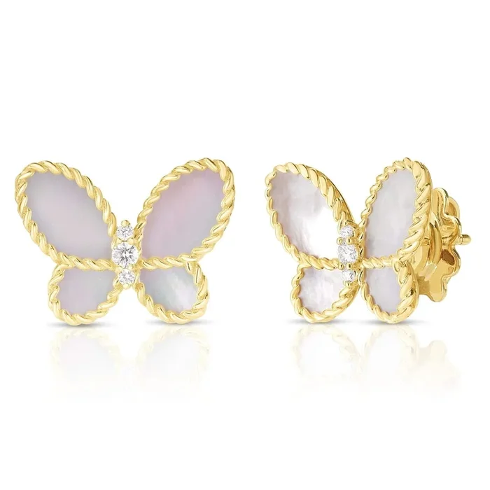 ROBERTO COIN Jasmine Diamond & Mother of Pearl Butterfly Earrings