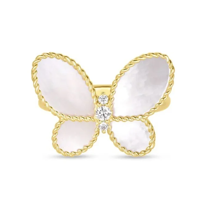 Roberto Coin Jasmine Mother of Pearl and Diamond Butterfly Ring