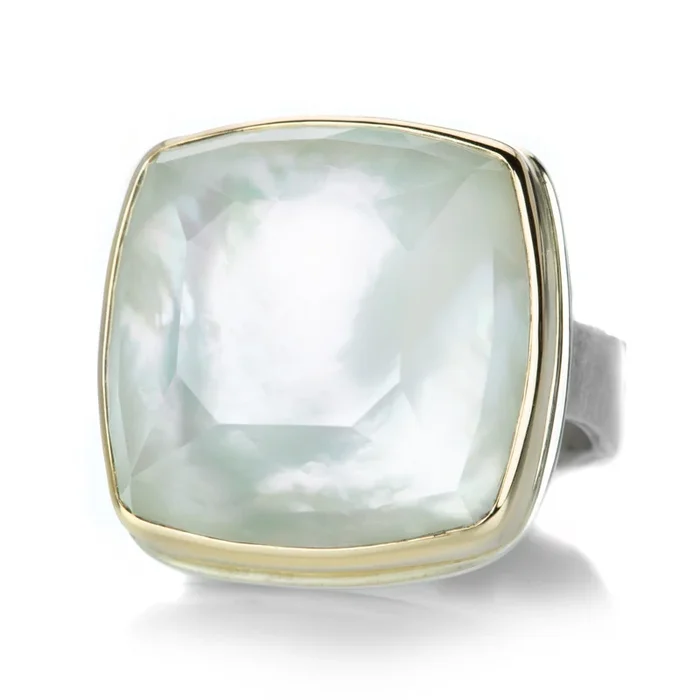 Rock Crystal over Mother of Pearl Ring