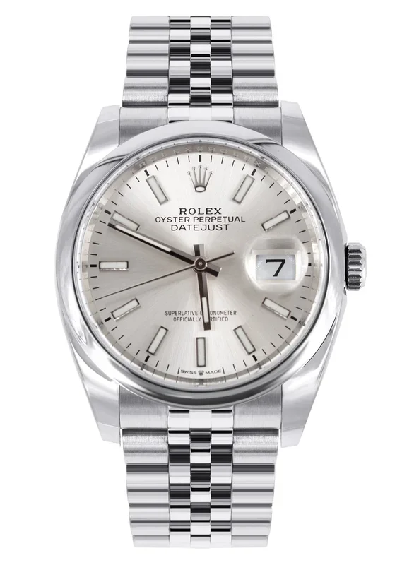 ROLEX DATEJUST 36 MM | JUBILEE BAND STEEL WATCH | 126200 | SMOOTH| SILVER STICK