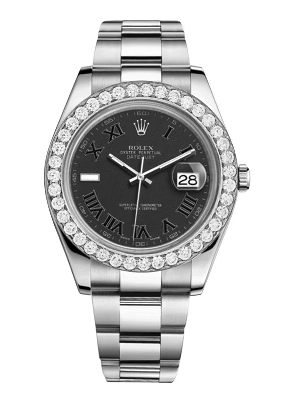 Rolex Datejust Ii Black Dial – Black Roman Numbers With 5 Carats Of Diamonds