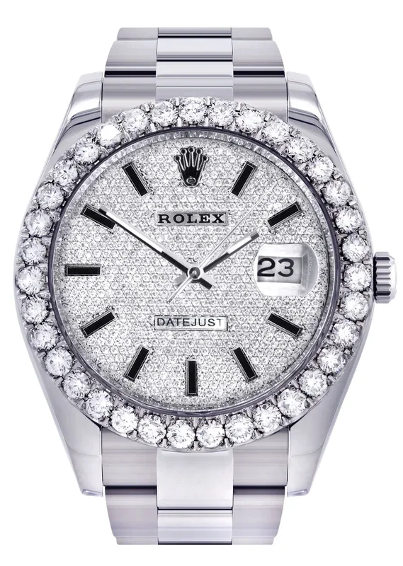 Rolex Datejust II Watch | 41 MM | Custom Full Diamond Dial | Oyster Band