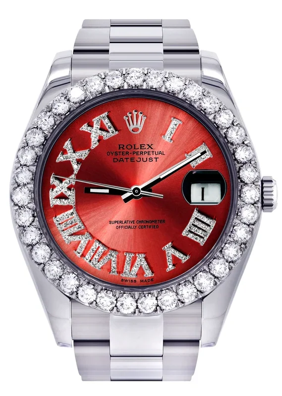 Rolex Datejust II Watch | 41 MM | Custom Red Roman Dial | Oyster Band