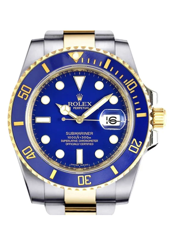 ROLEX SUBMARINER 40 | 18K YELLOW GOLD & STEEL WATCH | OYSTER BAND | BLUE CERAMIC BEZEL