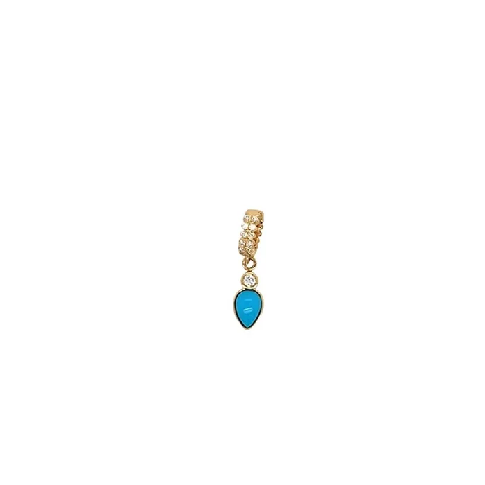 Rolland’s Designs 14K Yellow Gold Diamond Turquoise Drop Charm