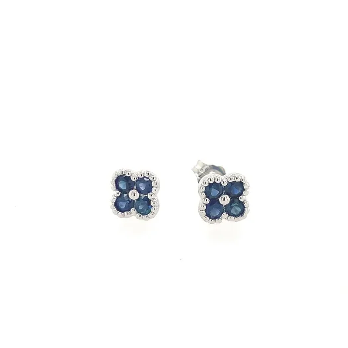 Rolland’s Designs Blue Sapphire Floral Studs