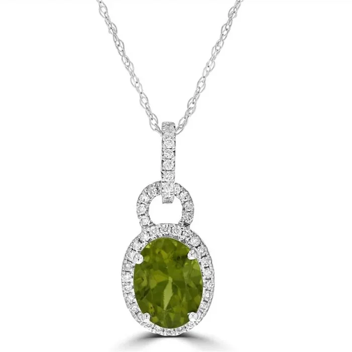Rollands Designs 14K White Gold Diamond & Peridot Pendant