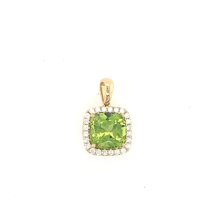Rollands Designs 14K Yellow Gold Diamond & Peridot Pendant