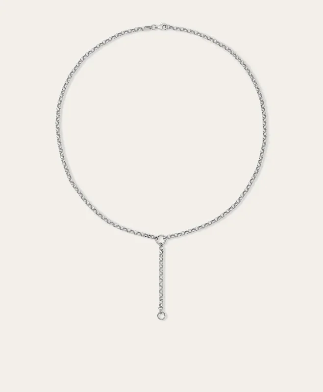 Rolo Chain Lariat Necklace in Sterling Silver