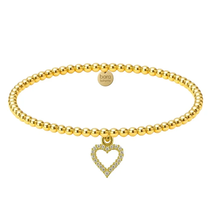 Romance Heart Charm | Gold Filled Beaded Bracelet