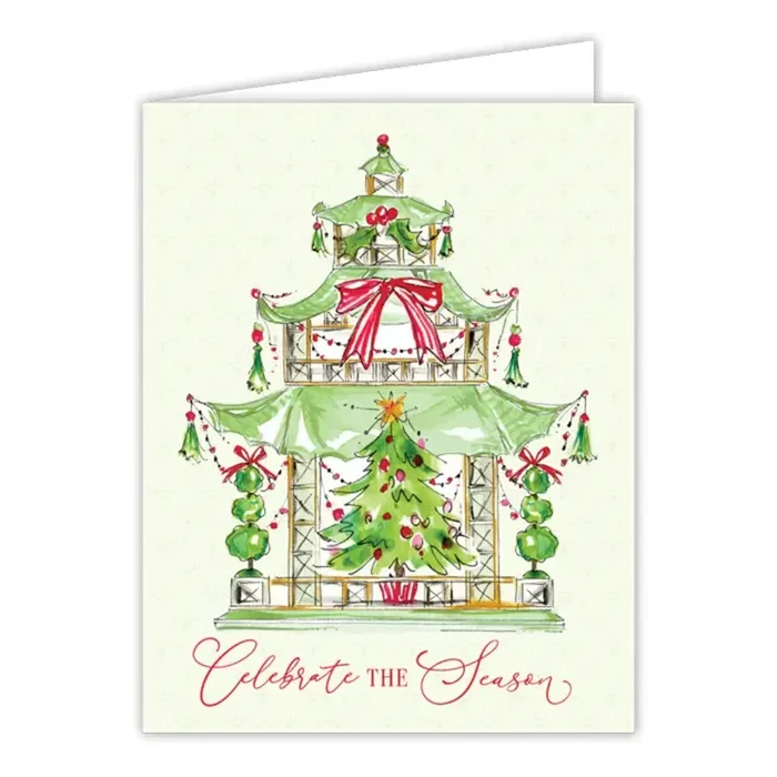 RosanneBeck Collections Celebrate the Season Holiday Pagoda Green Greeting Card