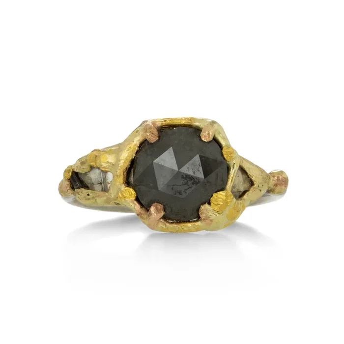 Rose Cut Black Diamond & Baguette Ring