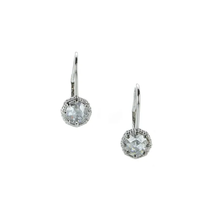 Rose Cut Diamond Florence Drop Earrings