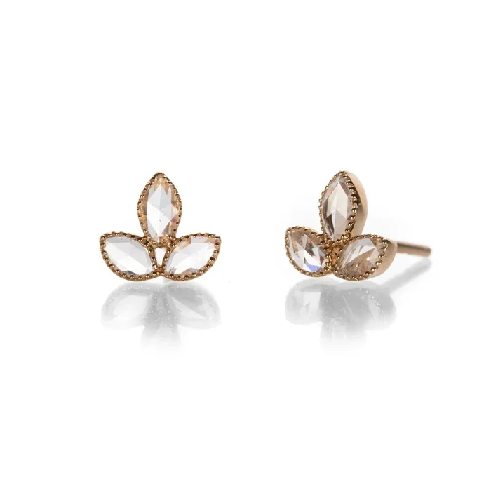 Rose Cut Diamond Petal Studs