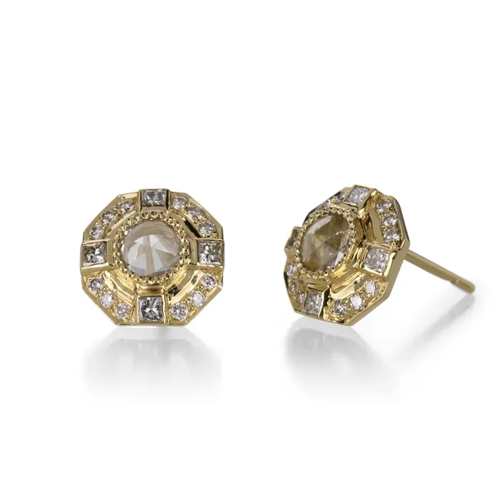 Rose Cut Diamond Studs