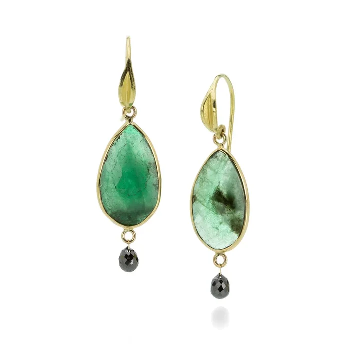 Rose Cut Emerald Drop Earrings