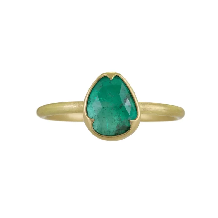 Rose Cut Emerald Ring