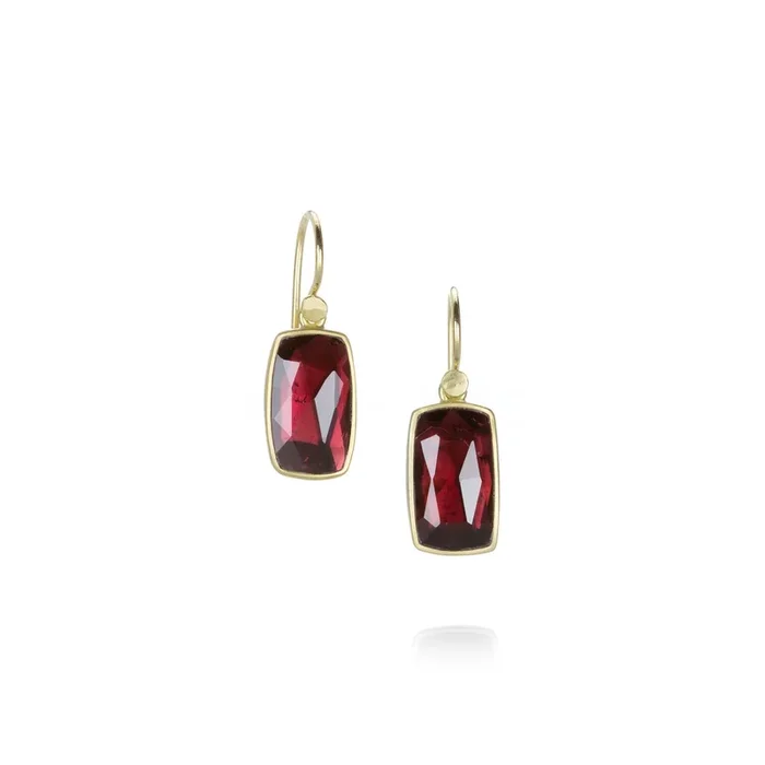 Rose Cut Garnet Chiclet Earrings