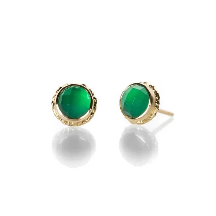 Rose Cut Green Onyx Studs