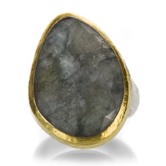 Rose Cut Moss Aquamarine Ring