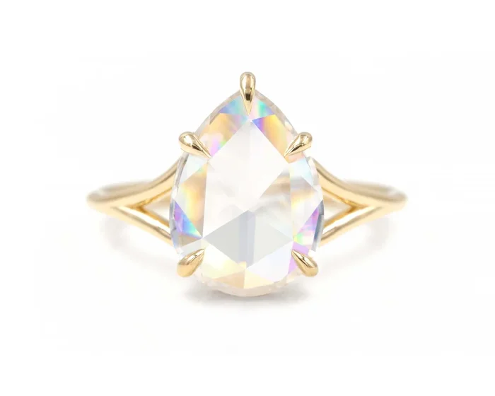Rose Cut Pear Moissanite Gemma Ring