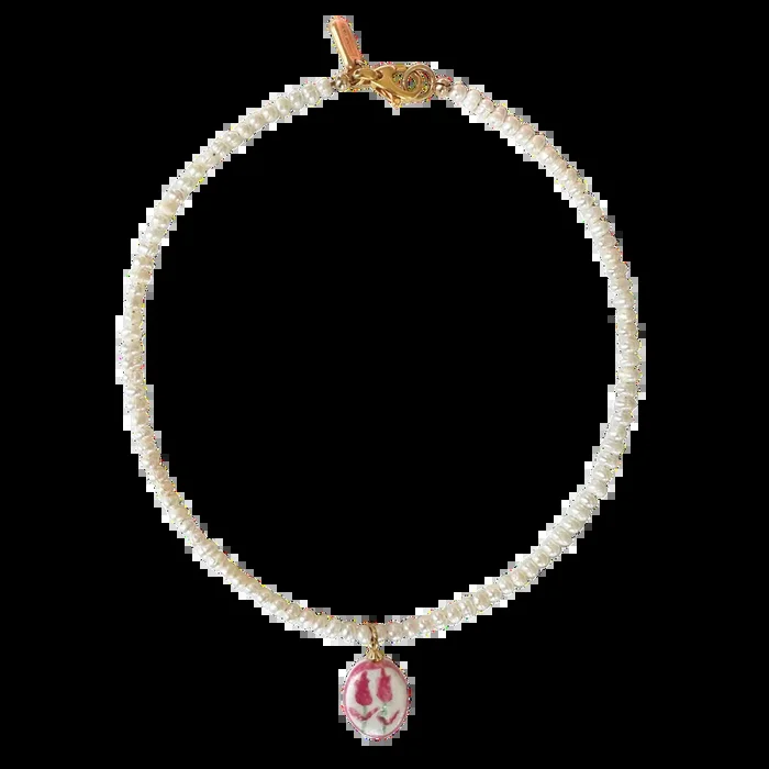 Rose Pendant Pearl Necklace